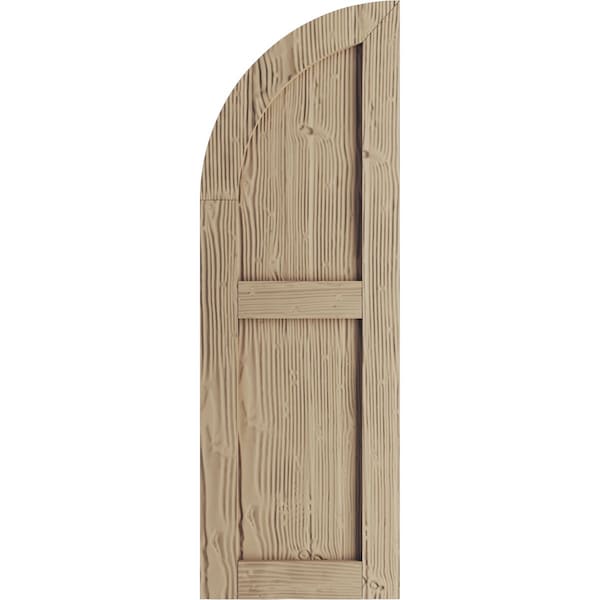 Sandblasted 2 Equal Flat Panel W/Quarter Round Arch Top Faux Wood Shutters, 18W X 62H